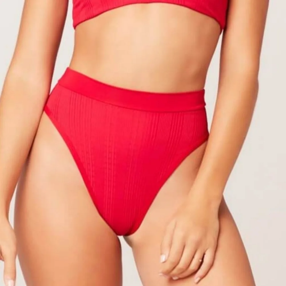 L*Space Frenchi Bikini Bottoms Lipstick Red